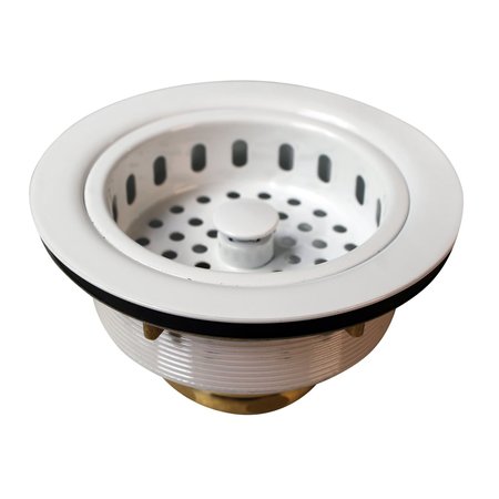 WESTBRASS Post Style Large Kitchen Basket Strainer in Powdercoated White D214-50